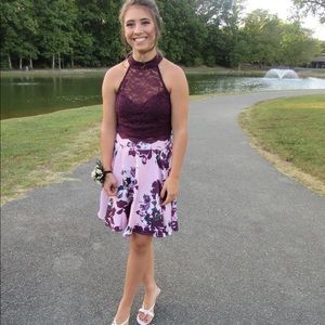Burgundy 2 piece formal dress